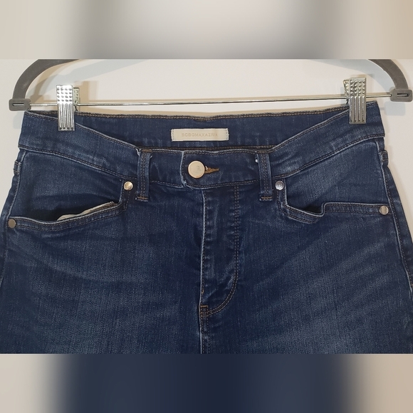 BCGMaxAzria Size 28 High Rise Blue Jeans Skinny Whiskered  Dark W/ Fading - Picture 5 of 14
